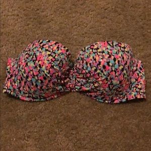 Multi colored strapless bikini top